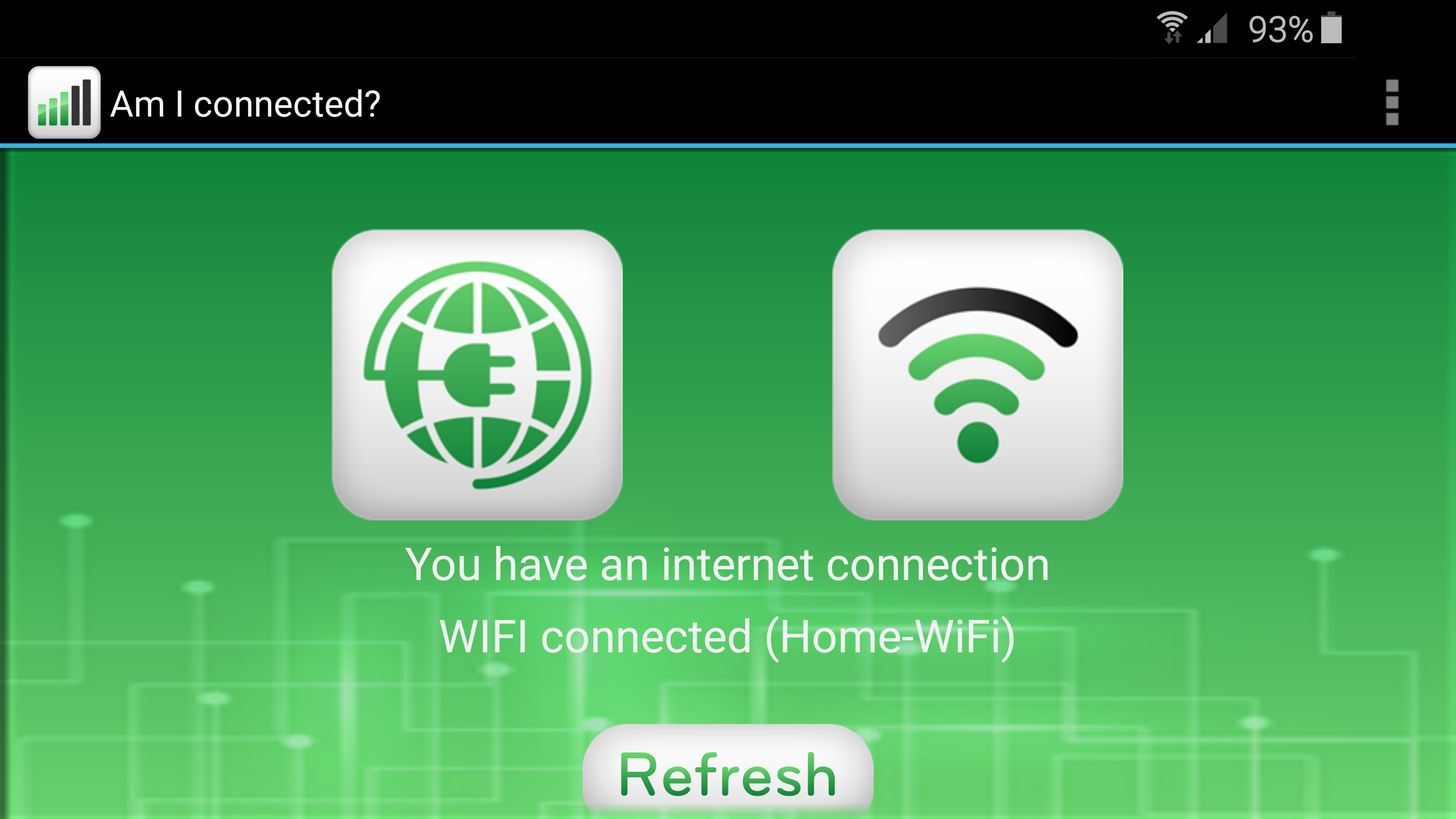'Am I connected' app-screen